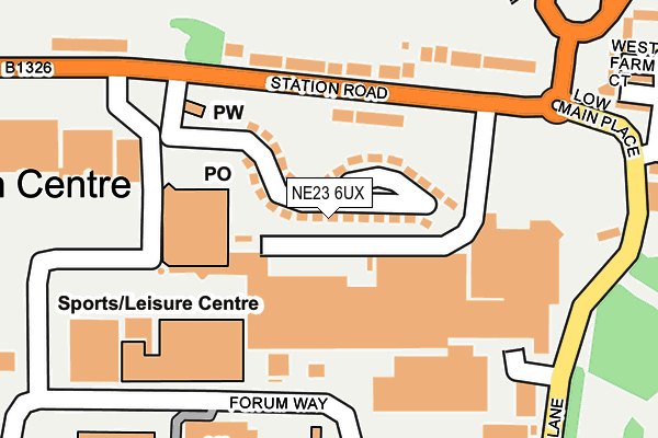 NE23 6UX map - OS OpenMap – Local (Ordnance Survey) NE23 6UX map - OS OpenMap – Local (Ordnance Survey)