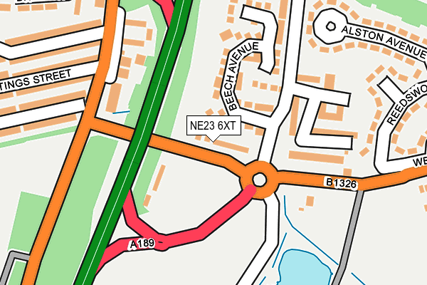 NE23 6XT map - OS OpenMap – Local (Ordnance Survey) NE23 6XT map - OS OpenMap – Local (Ordnance Survey)