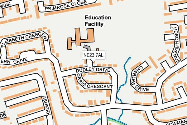 NE23 7AL map - OS OpenMap – Local (Ordnance Survey) NE23 7AL map - OS OpenMap – Local (Ordnance Survey)