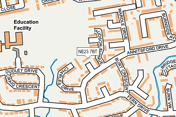 NE23 7BT map - OS OpenMap – Local (Ordnance Survey) NE23 7BT map - OS OpenMap – Local (Ordnance Survey)