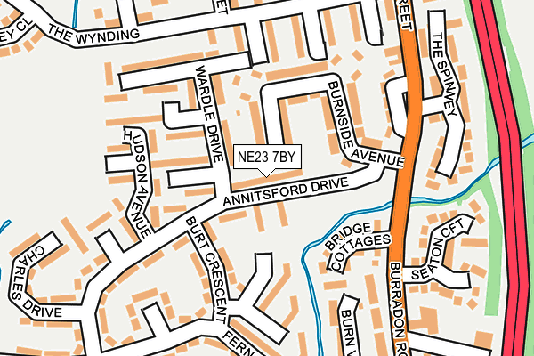 NE23 7BY map - OS OpenMap – Local (Ordnance Survey) NE23 7BY map - OS OpenMap – Local (Ordnance Survey)