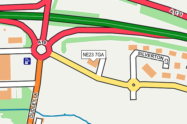 NE23 7GA map - OS OpenMap – Local (Ordnance Survey) NE23 7GA map - OS OpenMap – Local (Ordnance Survey)