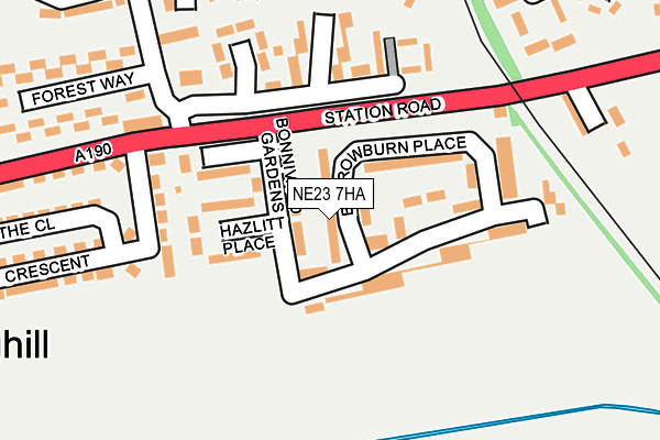 NE23 7HA map - OS OpenMap – Local (Ordnance Survey) NE23 7HA map - OS OpenMap – Local (Ordnance Survey)