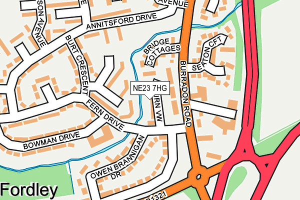 NE23 7HG map - OS OpenMap – Local (Ordnance Survey) NE23 7HG map - OS OpenMap – Local (Ordnance Survey)