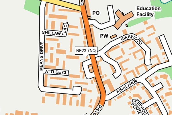 NE23 7NQ map - OS OpenMap – Local (Ordnance Survey) NE23 7NQ map - OS OpenMap – Local (Ordnance Survey)