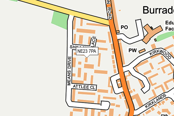 NE23 7PA map - OS OpenMap – Local (Ordnance Survey) NE23 7PA map - OS OpenMap – Local (Ordnance Survey)