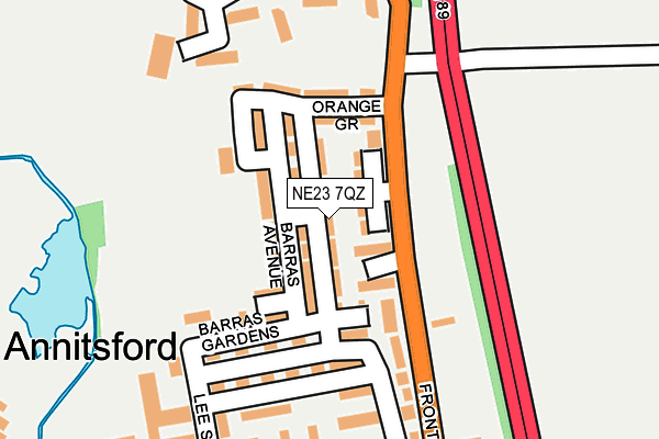 NE23 7QZ map - OS OpenMap – Local (Ordnance Survey) NE23 7QZ map - OS OpenMap – Local (Ordnance Survey)