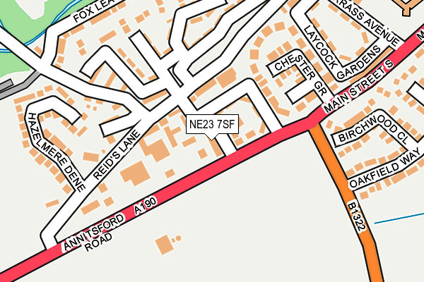 NE23 7SF map - OS OpenMap – Local (Ordnance Survey) NE23 7SF map - OS OpenMap – Local (Ordnance Survey)