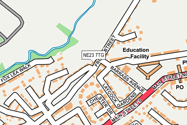 NE23 7TG map - OS OpenMap – Local (Ordnance Survey) NE23 7TG map - OS OpenMap – Local (Ordnance Survey)