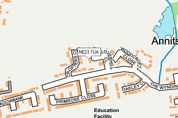 NE23 7UA map - OS OpenMap – Local (Ordnance Survey) NE23 7UA map - OS OpenMap – Local (Ordnance Survey)