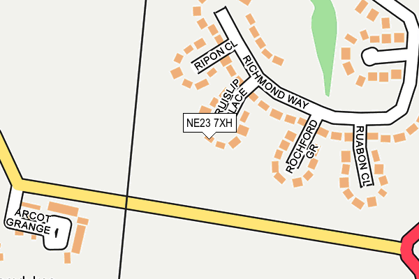 NE23 7XH map - OS OpenMap – Local (Ordnance Survey) NE23 7XH map - OS OpenMap – Local (Ordnance Survey)