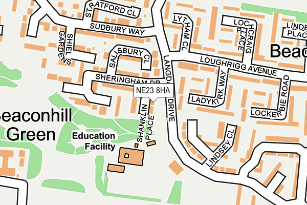 NE23 8HA map - OS OpenMap – Local (Ordnance Survey) NE23 8HA map - OS OpenMap – Local (Ordnance Survey)