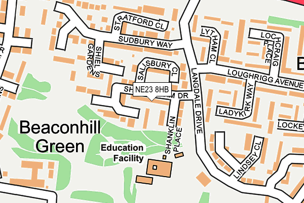 NE23 8HB map - OS OpenMap – Local (Ordnance Survey) NE23 8HB map - OS OpenMap – Local (Ordnance Survey)