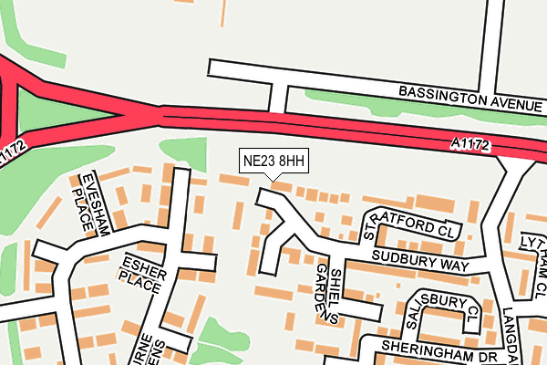NE23 8HH map - OS OpenMap – Local (Ordnance Survey) NE23 8HH map - OS OpenMap – Local (Ordnance Survey)