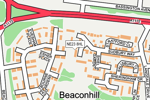 NE23 8HL map - OS OpenMap – Local (Ordnance Survey) NE23 8HL map - OS OpenMap – Local (Ordnance Survey)