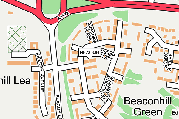 NE23 8JH map - OS OpenMap – Local (Ordnance Survey) NE23 8JH map - OS OpenMap – Local (Ordnance Survey)