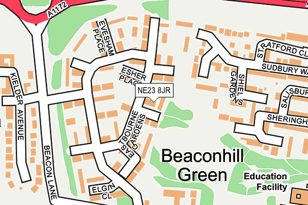 NE23 8JR map - OS OpenMap – Local (Ordnance Survey)