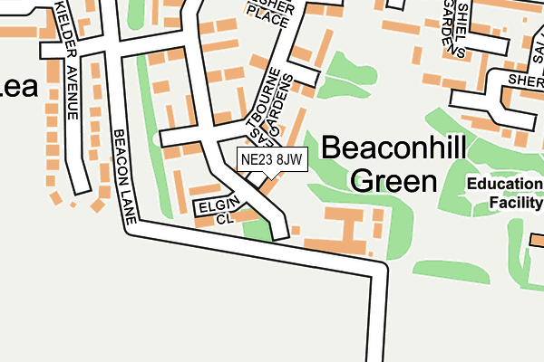 NE23 8JW map - OS OpenMap – Local (Ordnance Survey) NE23 8JW map - OS OpenMap – Local (Ordnance Survey)