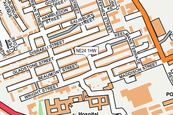NE24 1HW map - OS OpenMap – Local (Ordnance Survey) NE24 1HW map - OS OpenMap – Local (Ordnance Survey)