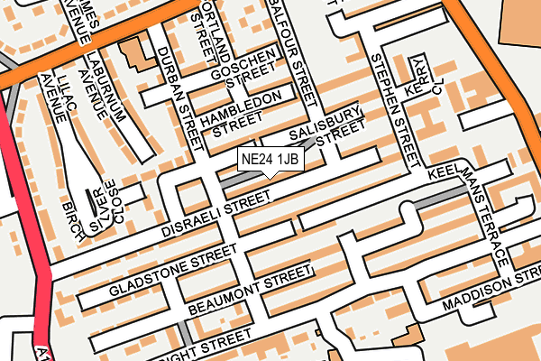 NE24 1JB map - OS OpenMap – Local (Ordnance Survey)