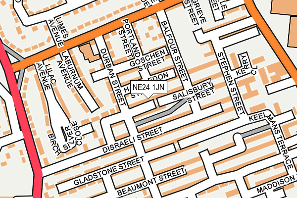 NE24 1JN map - OS OpenMap – Local (Ordnance Survey)