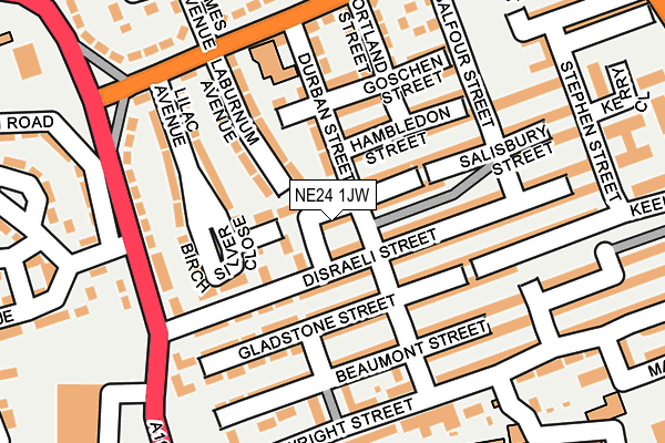 NE24 1JW map - OS OpenMap – Local (Ordnance Survey)