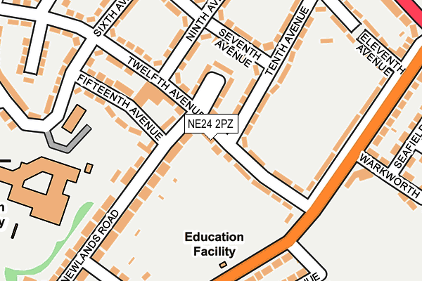 NE24 2PZ map - OS OpenMap – Local (Ordnance Survey)