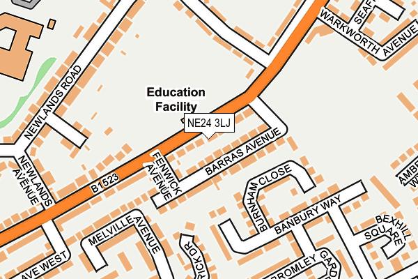 NE24 3LJ map - OS OpenMap – Local (Ordnance Survey) NE24 3LJ map - OS OpenMap – Local (Ordnance Survey)