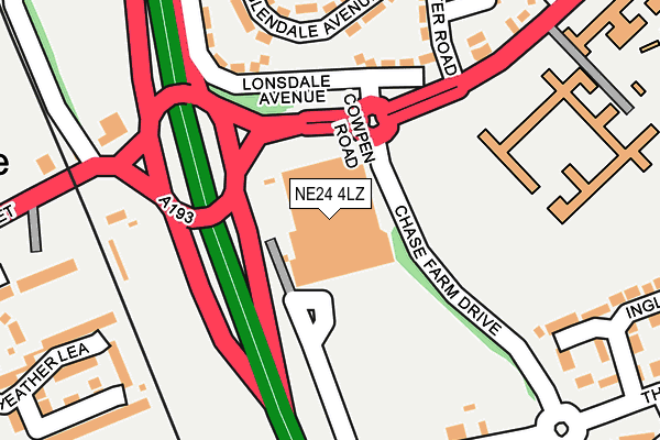 NE24 4LZ map - OS OpenMap – Local (Ordnance Survey)