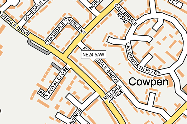 NE24 5AW map - OS OpenMap – Local (Ordnance Survey) NE24 5AW map - OS OpenMap – Local (Ordnance Survey)
