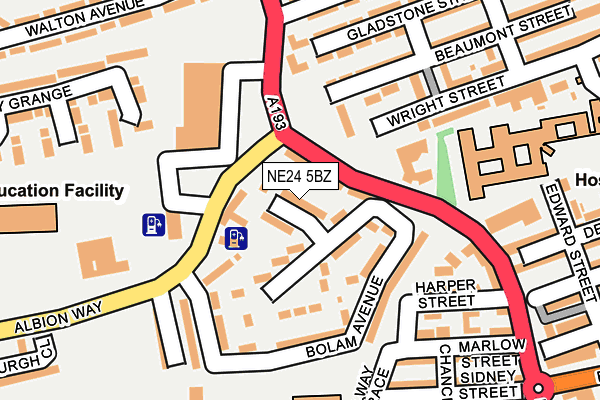 NE24 5BZ map - OS OpenMap – Local (Ordnance Survey) NE24 5BZ map - OS OpenMap – Local (Ordnance Survey)