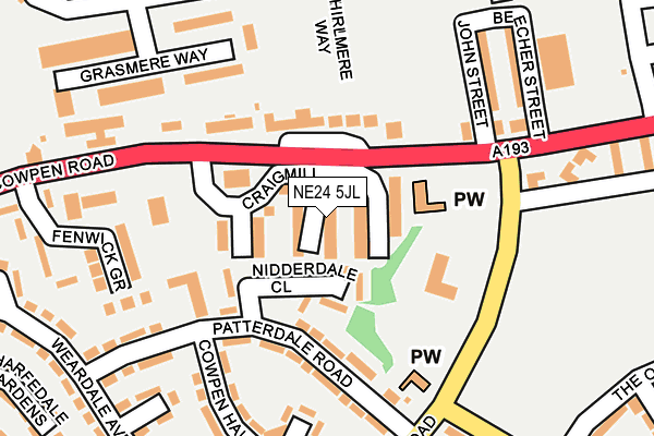 NE24 5JL map - OS OpenMap – Local (Ordnance Survey) NE24 5JL map - OS OpenMap – Local (Ordnance Survey)