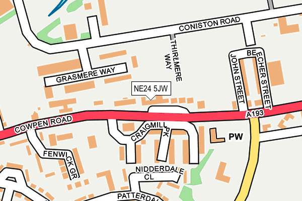 NE24 5JW map - OS OpenMap – Local (Ordnance Survey) NE24 5JW map - OS OpenMap – Local (Ordnance Survey)