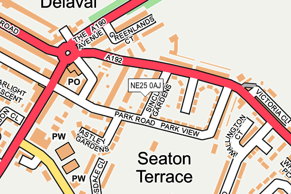 NE25 0AJ map - OS OpenMap – Local (Ordnance Survey)