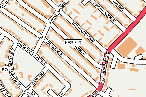 NE25 8JG map - OS OpenMap – Local (Ordnance Survey) NE25 8JG map - OS OpenMap – Local (Ordnance Survey)