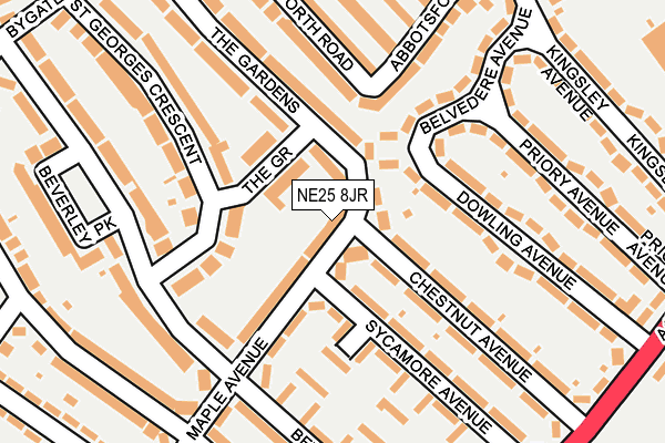 NE25 8JR map - OS OpenMap – Local (Ordnance Survey) NE25 8JR map - OS OpenMap – Local (Ordnance Survey)