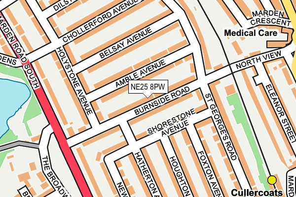 NE25 8PW map - OS OpenMap – Local (Ordnance Survey) NE25 8PW map - OS OpenMap – Local (Ordnance Survey)