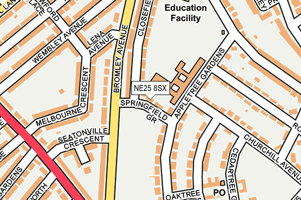 NE25 8SX map - OS OpenMap – Local (Ordnance Survey)