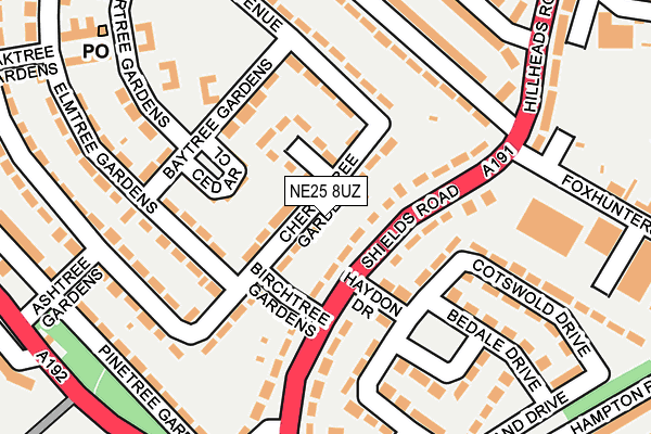 NE25 8UZ map - OS OpenMap – Local (Ordnance Survey) NE25 8UZ map - OS OpenMap – Local (Ordnance Survey)