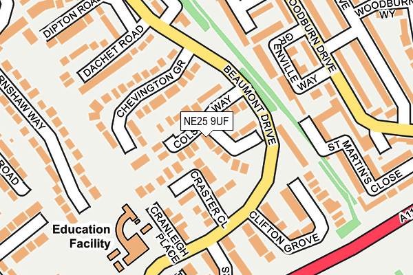NE25 9UF map - OS OpenMap – Local (Ordnance Survey) NE25 9UF map - OS OpenMap – Local (Ordnance Survey)