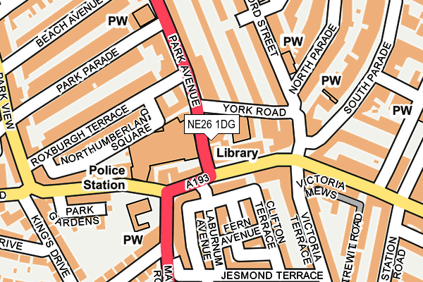 NE26 1DG map - OS OpenMap – Local (Ordnance Survey)