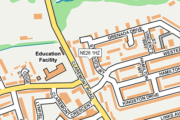 NE26 1HZ map - OS OpenMap – Local (Ordnance Survey)
