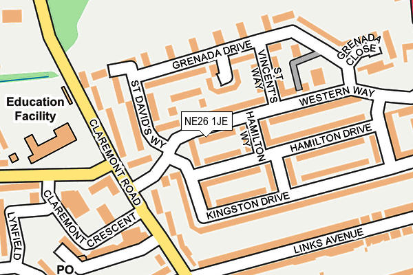 NE26 1JE map - OS OpenMap – Local (Ordnance Survey) NE26 1JE map - OS OpenMap – Local (Ordnance Survey)