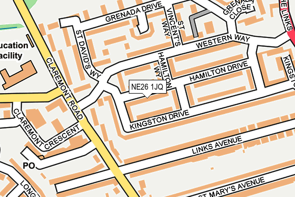 NE26 1JQ map - OS OpenMap – Local (Ordnance Survey) NE26 1JQ map - OS OpenMap – Local (Ordnance Survey)