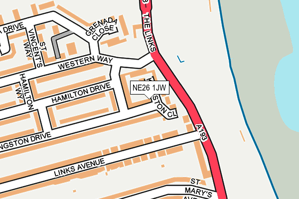 NE26 1JW map - OS OpenMap – Local (Ordnance Survey) NE26 1JW map - OS OpenMap – Local (Ordnance Survey)