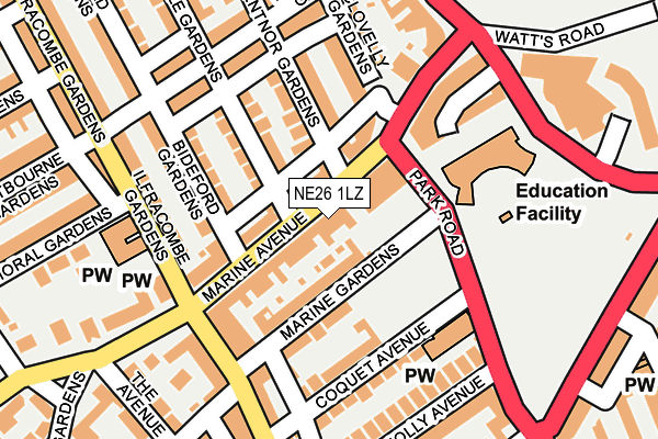 NE26 1LZ map - OS OpenMap – Local (Ordnance Survey) NE26 1LZ map - OS OpenMap – Local (Ordnance Survey)