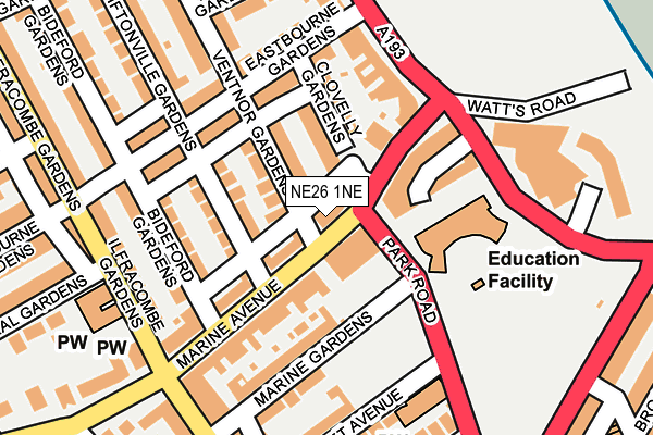 NE26 1NE map - OS OpenMap – Local (Ordnance Survey) NE26 1NE map - OS OpenMap – Local (Ordnance Survey)
