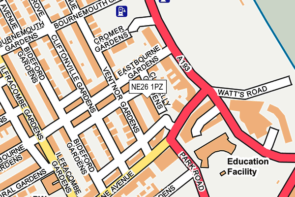 NE26 1PZ map - OS OpenMap – Local (Ordnance Survey) NE26 1PZ map - OS OpenMap – Local (Ordnance Survey)