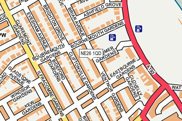 NE26 1QD map - OS OpenMap – Local (Ordnance Survey) NE26 1QD map - OS OpenMap – Local (Ordnance Survey)