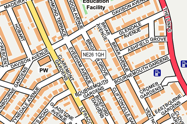 NE26 1QH map - OS OpenMap – Local (Ordnance Survey)
